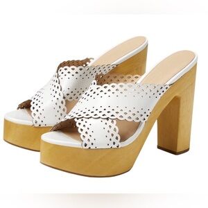 Veronica Beard - NIB Gaynor Wood Platform Heeled Sandal Sz 8.5